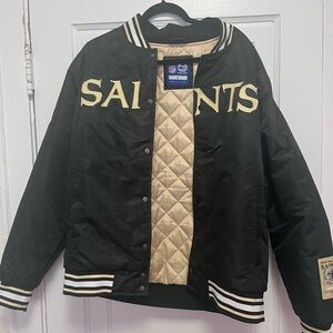 NFL New Orleans Saints Black and Gold Patch Sleeve Jacket